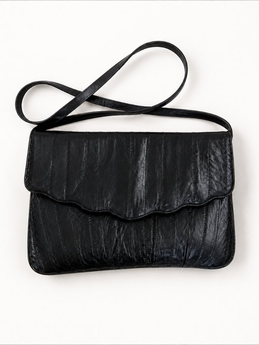 Vintage genuine black Eel skin clutch bag